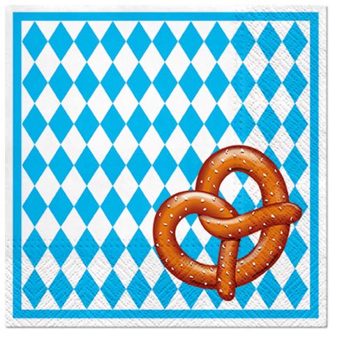 20 Servietten Brezen auf Raute | bayerisch | Bayern | Oktoberfest 33x33cm Cover