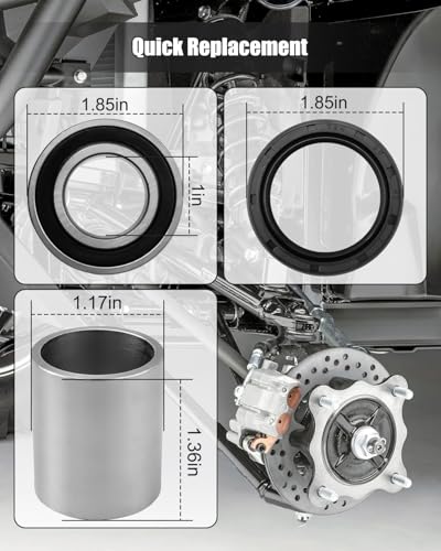 Image of Front Axle Wheel Bearings Seals & Spacer /Collar Kit Fits for Kawasaki Mule 2510 2520 3000 3010 3020 4000 4010 1993-2023 Replace 92045-3707 92049-1025 92027-1538