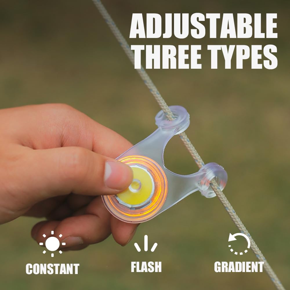 YERGOFE Camping Lights for Tent - 12Pcs Compact Lights for Tent Cord, Multipurpose Light for Bike (4 Color Comb)
