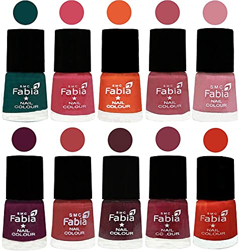 Image of ALL IN ONE (PACK OF 10), Long Lasting Glossy Nail Polish, 6 ml Each, All Vibrant Colours,02107