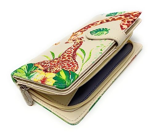 Shag Wear Giraffe Tower Large Animal Wallet for Women and Teen Girls Vegan Faux Leather 7" Beige4