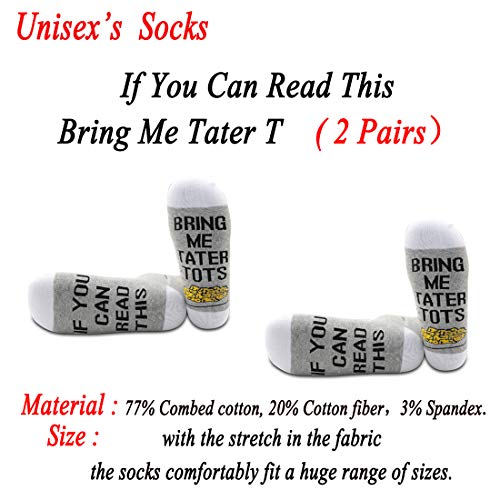 JXGZSO 2 Pairs Potato Lover Socks Can Read This Bring Me Tater T Socks Food Lover Gift2