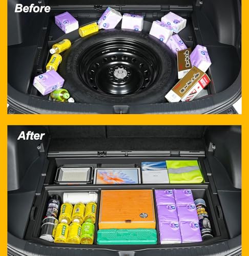 Image of For 2026 Toyota RAV4 Trunk Hidden Storage Box, SUV Insert Cargo Rear Hatch Organizer, Extra Space fits RAV4 LE XLE XSE TRD Hybrid Under Cargo Floor Storage Accessories