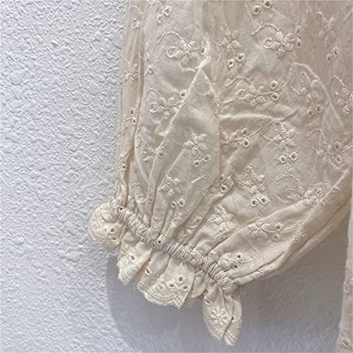 Kids Girls Elegant Lace Shirts Toddler Ruffled Pter Pn Collar Long Puff Sleeve Button Down Casual Tops Tees Clothes2