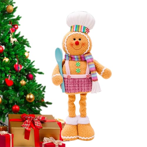 Decoración navideña de Pan de Jengibre,Muñecas navideñas de Pan de Jengibre,Decoración artística con Patas escalables y Bufanda | Muñeca para salón, estantería, Dormitorio.