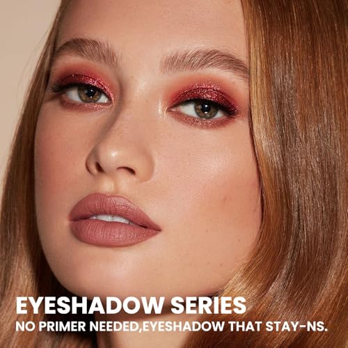 Image of SUAKE Liquid Sparkling Glitter Eye Shadow - Rose Gold Cherry Eyeshadow, Eyeliner, Eyelid Shimmer Highlight Makeup, Highly Pigmented sombra de para ojos,Waterproof Quick-Drying (06Rose#)