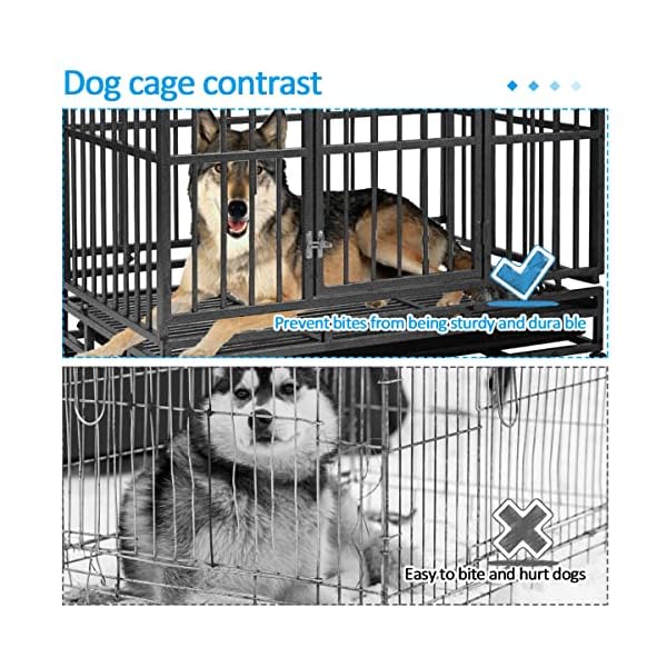 Homegroove 42 Inch Dog Cage Dog Kennel Dog Crate for Large Dogs, Indestructible Metal Dog Kennel and Crate, Escape Proof Heavy Duty Dog Cage, Tear Resistant Square Tube with Wheels&Removable Tray Homegroove 42 Inch Dog Cage Dog Kennel Dog Crate for Large Dogs, Indestructible Metal Dog Kennel and Crate, Escape Proof Heavy Duty Dog Cage, Tear Resistant Square Tube with Wheels&Removable Tray
