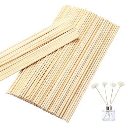 KOXXIAMOQ 250 Stück Holzstäbchen Zum Basteln, Zuckerwatte Stäbe, 4mm x 300mm runde Holzstäbe, Zuckerwattestäbe, Rundholz Bambusstäb Bastelhölzer für DIY Handwerk Holzarbeiten Modellbau Dekor(runde)