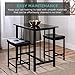 Best Choice Products 3-Piece Counter Height Dining Table Furniture Set for Kitchen, Bar, Bonus Room w/ 2 Faux Leather Backless Stools, Compact, Space-Saving Design - Black