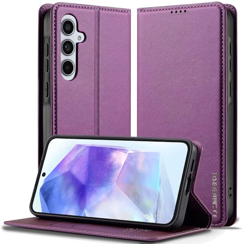 Protection Galaxy S23 FE violet anti-rayure avec rabat magnétique pour éviter de perdre vos cartes