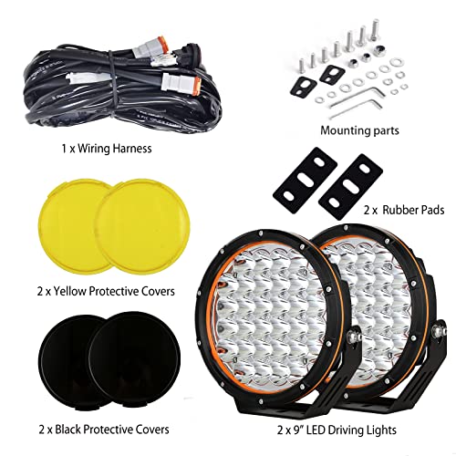 BIGLION.X 9 inch Round LED Offroad Lights - Super Bright, Waterproof IP68, 12V/24V for Pickup Trucks, SUV, UTV, 4WD