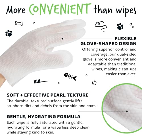 BUGALUGS Dog Glove Wipes, pet wipes for full body, eye wipes, ear wipes, bum & paws. 30 sensitive dog grooming glove wipes for dogs, puppy & cat grooming, One size fits all (Fragrance Free) - Image 4