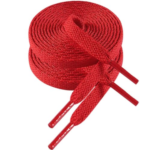 VSUDO Lacets Rouges Plats 140 cm pour Baskets, Lacets Chaussures Rouge Plat pour Sneakers -...