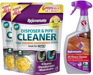 Rejuvenate Garbage Disposal and Drain Pipe Cleaner Pods Powerful Foaming Action and Removes Garbage Disposal Smells 6 Unit Pack x2 Lemon Scent w High Performance All-Floors Cleaner
