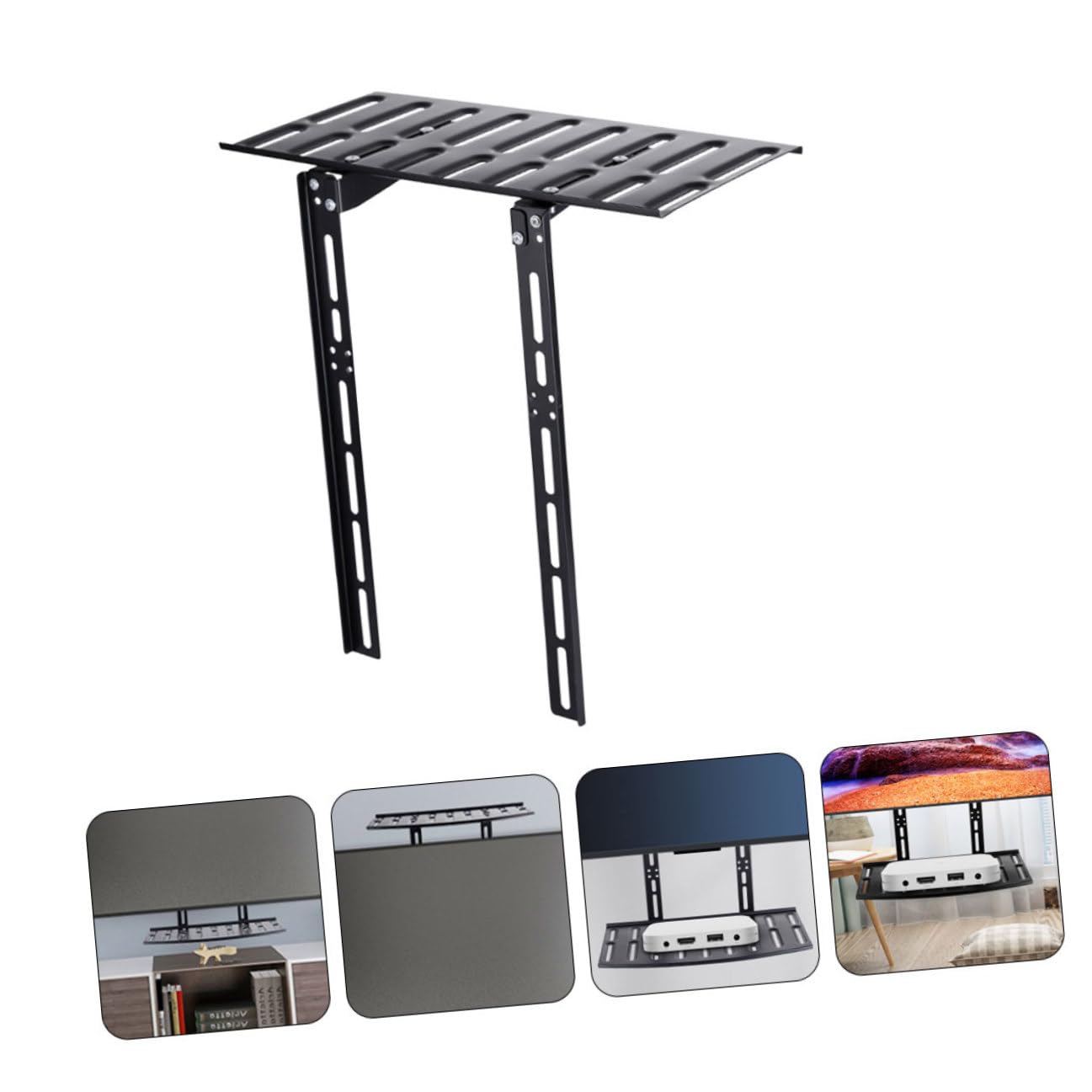 ERINGOGO Tv Wandregal für Router und Receiver Schwarz Wandhalterung ohne Bohren Kabelorganizer für Wohnzimmer Monitor Ablage Vielseitiger Tv Rack Organizer