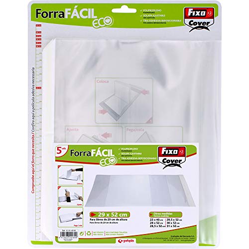 Grafoplás Fixo Cover 01014300-Pack de Forra Fácil Eco con solapa ajustable de 290 x 520 mm, 0 Cover