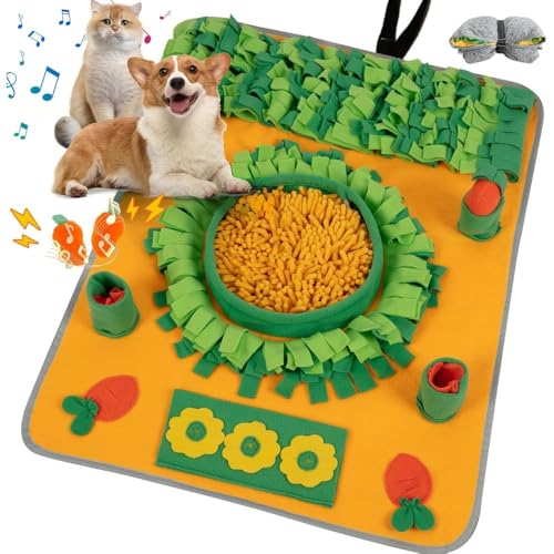 「NexPon」ノーズワークマット 80×60CM 犬 知育玩具 ノーズワーク 2-IN-1 保管、ペット、フィーディングマット にんじん畑 おもちゃ 頑丈 穴掘り/早食い/運動不足/分離不安防止 ストレス解消/集中力向上/嗅覚訓練 食いすぎる対策 気分転