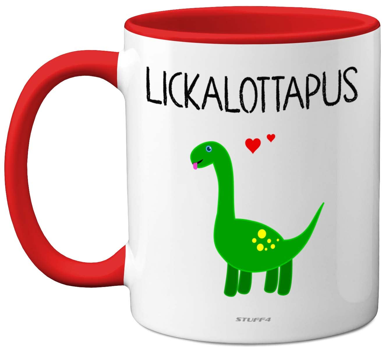 Stuff4 Lesbian Gifts for Girlfriend - Lickalottapus Dinosaur Mug - Anniversary Mug Birthday Gift for Her, Valentines LGBT Gay Lesbian Gifts Adults 11oz Ceramic Red Premium