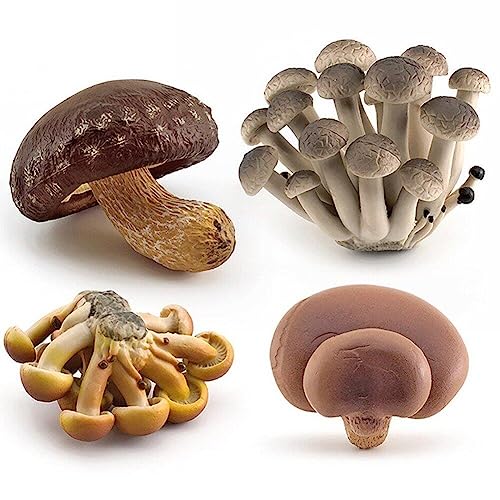 vepoty Artificial Mushroom 4pcs/set Simulation Model Lifelike Vegetable Fake Landscape Mushroom for Home Garden Decor