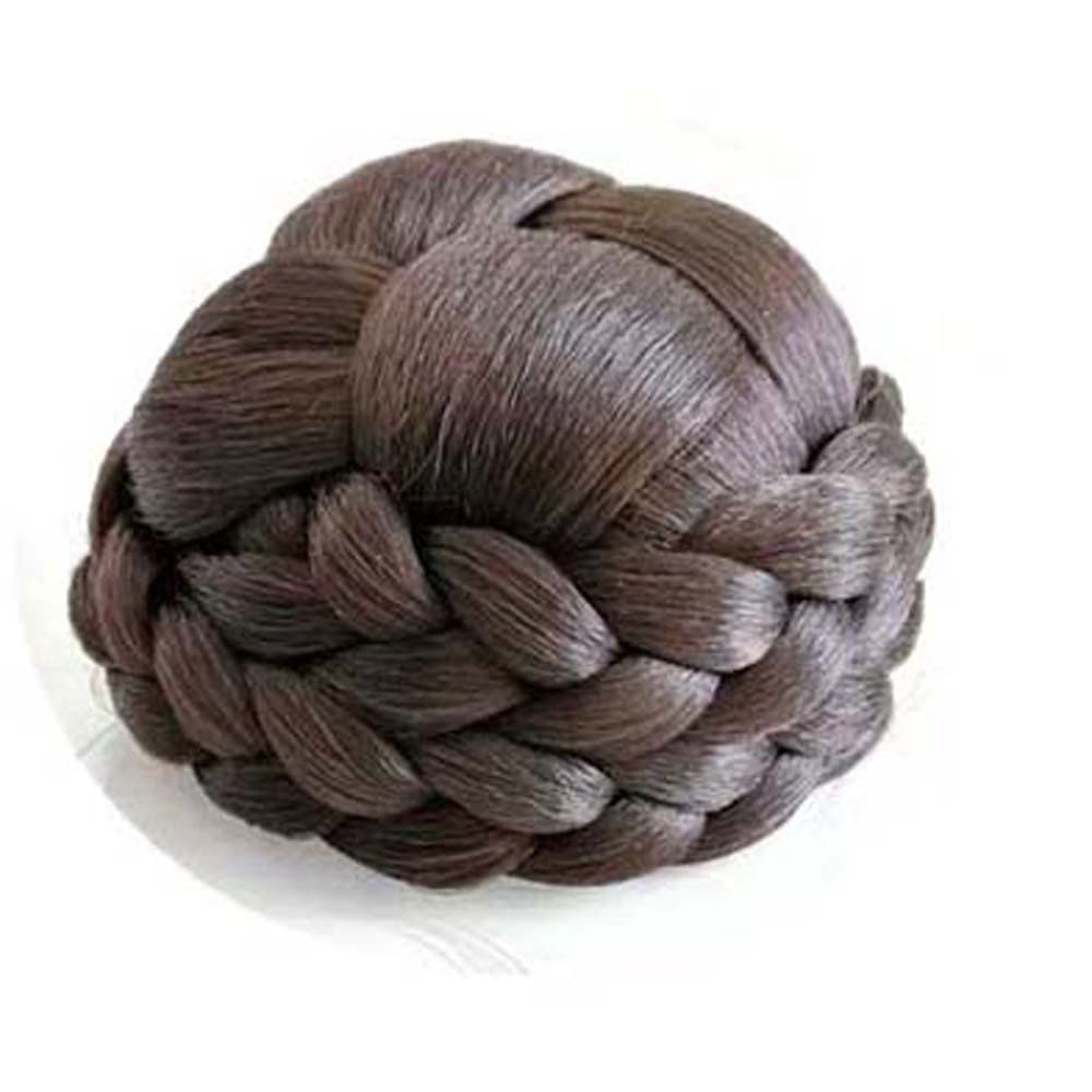 Braided Chignon Women Hair Extension Scrunchies False Hair Dancer Hair Cover Hair Pieces Wrap for Women(Black&Brown)