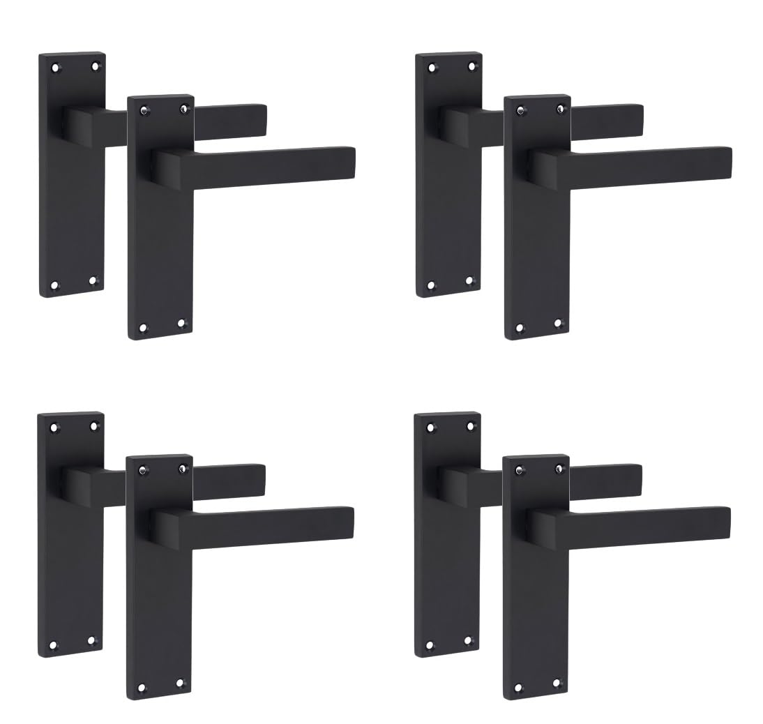 Golden Grace Matt Black Victorian Straight Delta Door Handle Set - 4 Pack