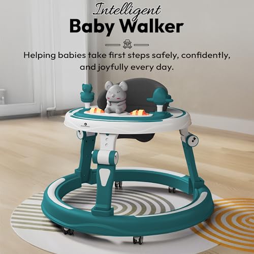 Image of StarAndDaisy 360 Baby Walker 9+ Months / 7 Level Height Adjustment Walker for Kids Boy and Girl with Switchable Food & Musical Toy Tray /Premium Baby Activity Walker - Blue