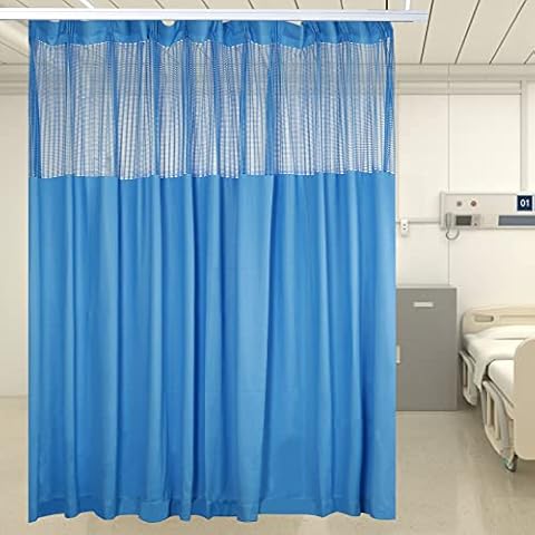 TouSuaRSi 9ft x 8ft Room Divider Curtain for SPA Beauty Salon Curtain Blue Privacy Curtain with Mesh Top Grommet Curtain for Hospitals School Nursery Clinic Window (Blue, 9ft x 8ft / 108" x 96") Cover
