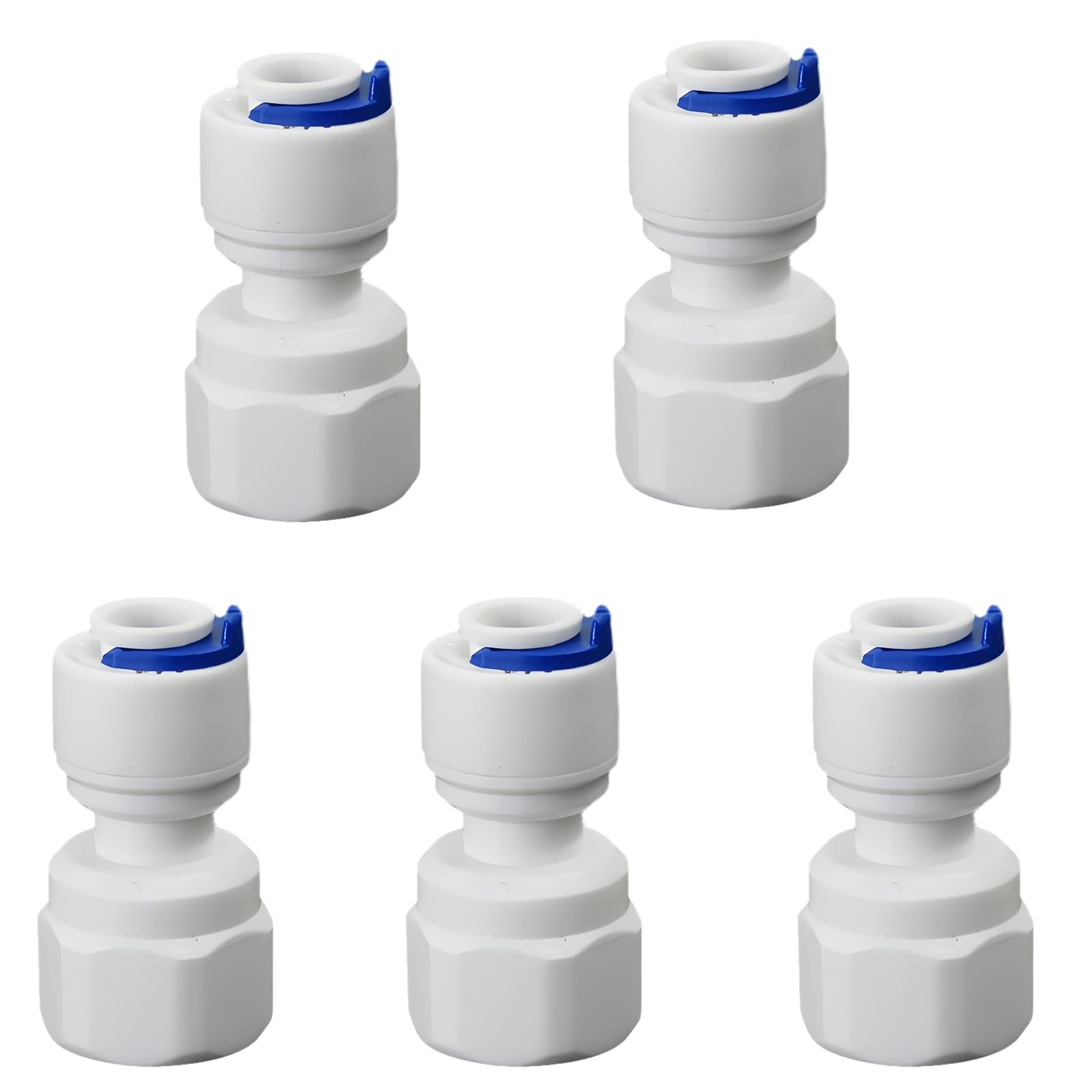 Photo 1 of 1/4" Female Thread to 1/4" Tube Straight Quick-Connect Adapter, Push-Fit Plastic Pipe Fitting for RO Reverse Osmosis Water Filter Systems, Beverage Dispensers, Water Purifiers (5pcs)