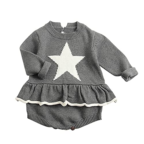 Image of EROCK Newborn Baby Girl Sweater Romper Jumpsuit Long Sleeve Cotton Knit Bodysuit One Piece Fall Winter Clothes