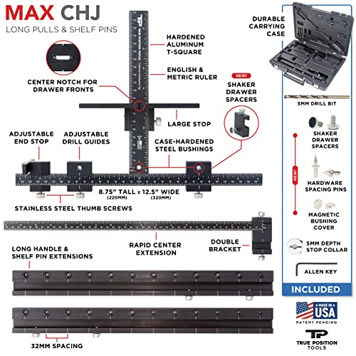 Max Cabinet Hardware Jig - Install Long Pulls And Shelf Pin Holes - Made In Usa - Hand Calibrated By True Position Tools #TOP4