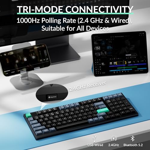 Image of Keychron B35 Wireless Keyboard, 2.4 GHz /Bluetooth 96% Layout Keyboard with Numeric Keypad Silent Typing Launcher Support Ergonomic Angle Compatible for Mac Windows Linux