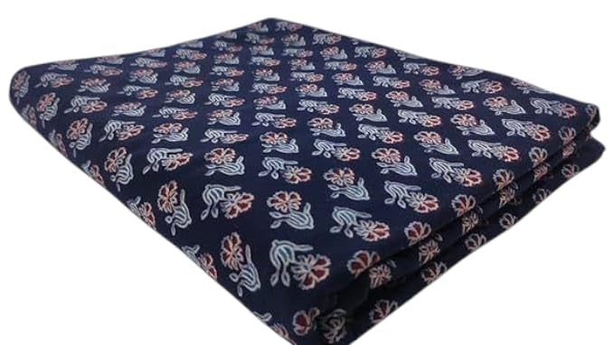 Unstitched Cloth Bigflower barmer ajrakh print Fabric - Perfect for Cotton Shirt, Kurti, Ladies Suit, Salwar Suit, Pant, Blouse Material-picture-47