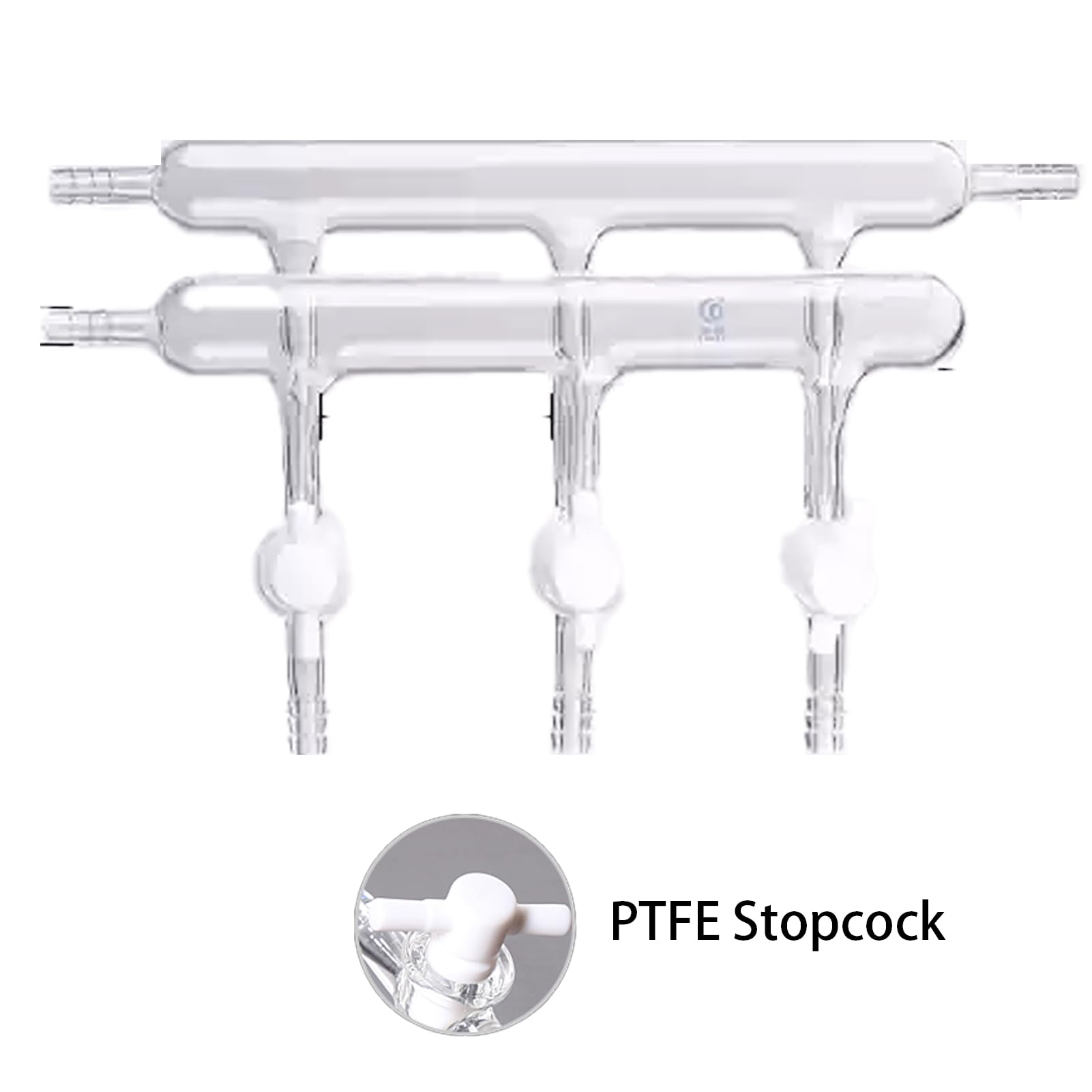 Dual Bank Glass Vacuum Gas Distributor Manifold with PTFE Stopcocks on The Ports (3-Port)