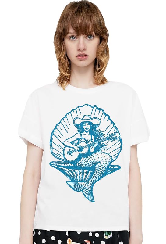 VLAMGraphic Mermaid Print T-Shirt for Women | Trendy T-Shirt for Women and Girls
