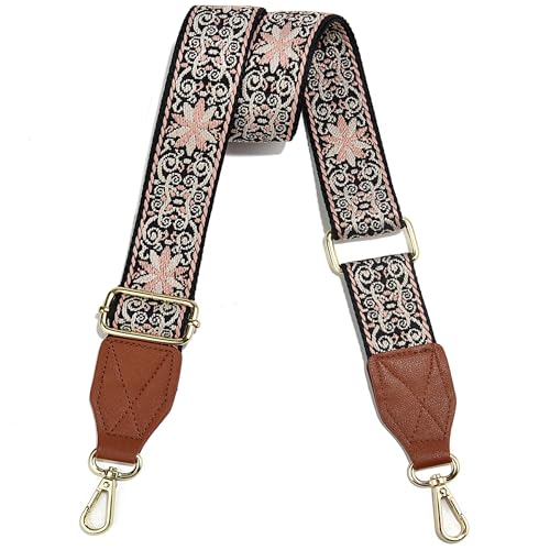 Image of Purse Strap,1.5 inch Leather End Shoulder Strap Adjustable Replacement,Retro Multi-Pattern Crossbody Bag Straps