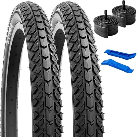 YUNSCM 2-PCS 20" Bike Tires 20x1.95/54-406 and 20" Heavy Duty Bike Tubes Schrader Valve Compatible with Road Bike 20x1.90 20x1.95 20x2.0 Bicycle Tires and Tubes (Y-357) Cover