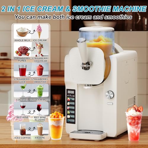 ice cream maker slushie machine for home slushy machine 70 oz margarita machine with 6 preset programs for ice cream smoothie milkshake cocktail frapps 9-level adjustable thickness white