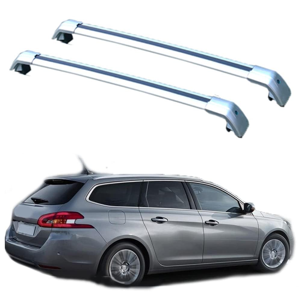 Baca de Coche Coche Barras de Techo para Peugeot 308 SW 2007 2008 2009 2010 2011 2012 2013 2014 2015 2016 2017 2018 2019 Portaequipajes Barras Transversales Aluminio (2 Piezas),A