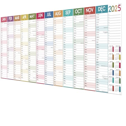2025 Wall Planner - Wall Planner 2025, Wall Planner 2025 for Home or Office, January 2025 - December 2025, 47.5" x 16.5", XXXLarge, Colorful