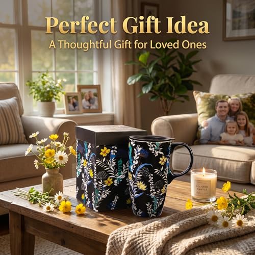 Set de 2 Mugs de Cerámica 17oz con Tapa y Caja de Regalo miniatura 6