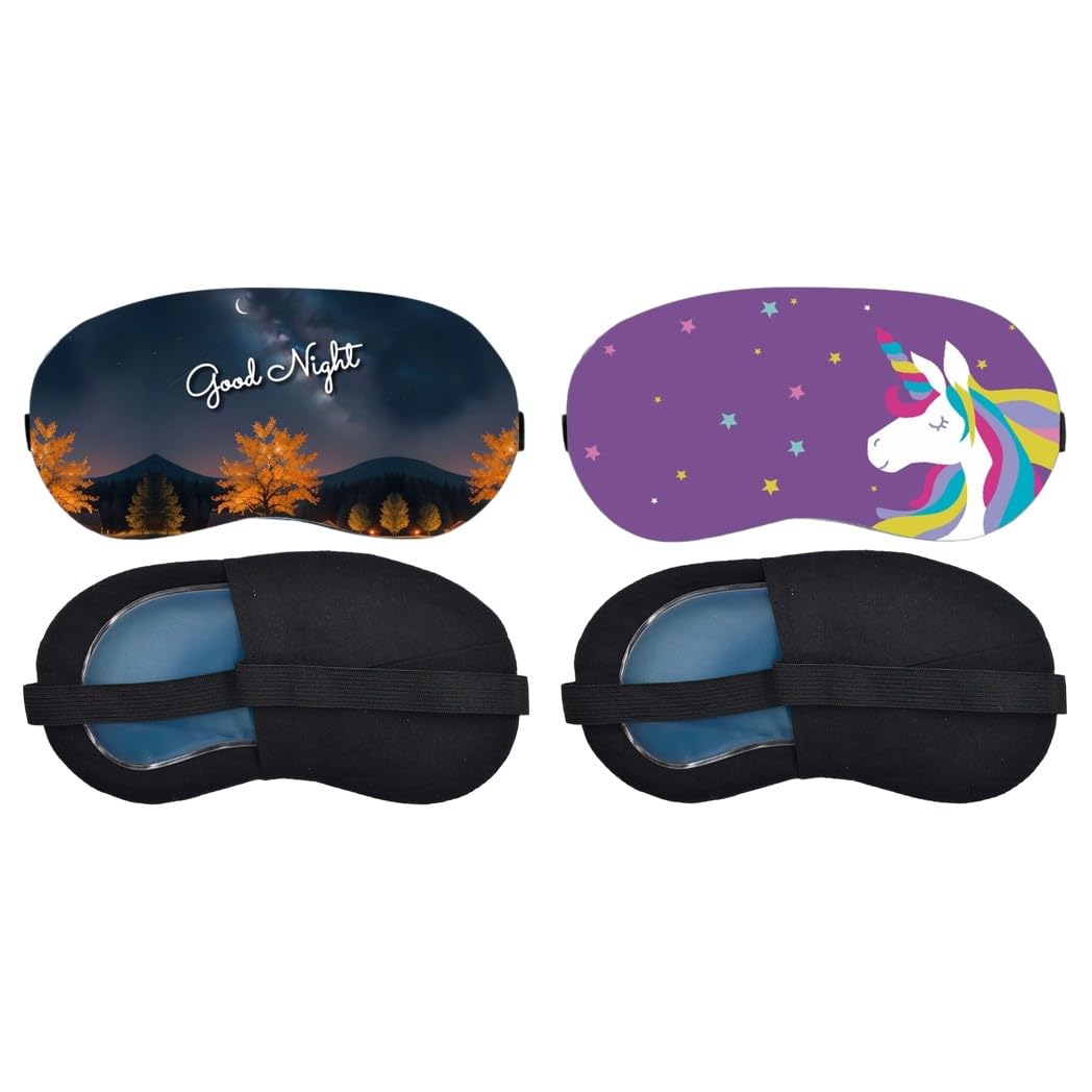 Aoxeria Good Night Autumn Forest, Rainbow Unicorn Sleeping Mask Combo, Soft Comfortable Light-Blocking Eye Cover for Women, Men & Kids, Reusable Blindfold for Night Sleep, Nap, Travel (Pack of 2)-image-41