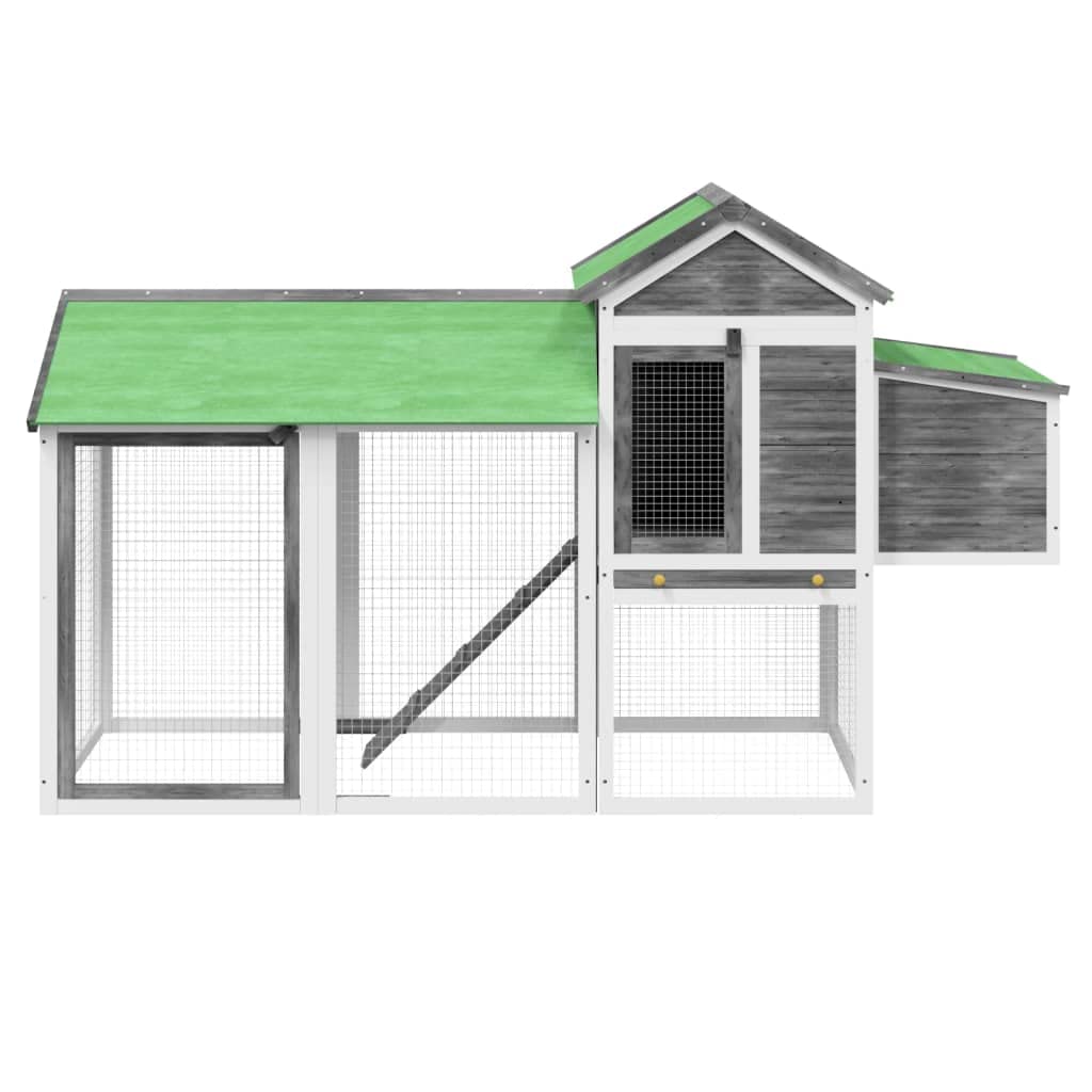 vidaXL Gallinero Madera Maciza de Pino Gris 193x65x117 cm, Corral de gallinas, nidal, gallinero Grande, Jaula de gallinas, Caja Nido de gallinas