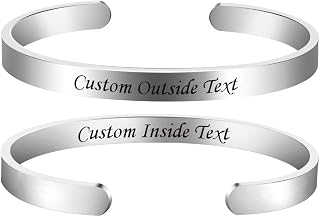 BIVEI Personalized Engraved Cuff Bracelet for Women & Men - Custom Name Quote Bangle, Adjustable 316L Stainless Steel Jewelry Gift