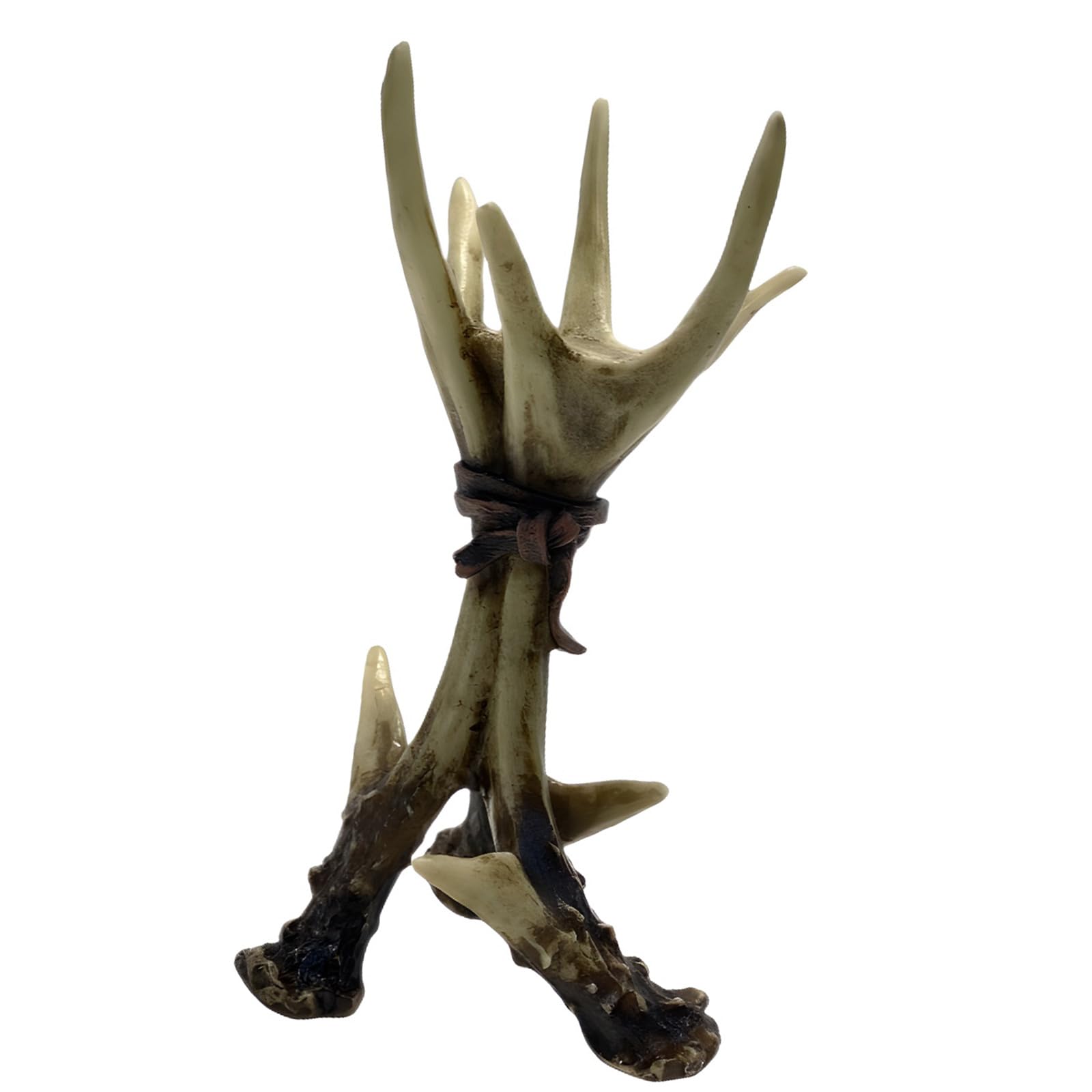 BELOWSYALER Deer Horn Candlestick Stand Resin Antler Design, Country Pillar Display for Cabin Mantel, Bookshelf, Study and Dining Room Decor Antler Holder Resin Deer Horn Stand