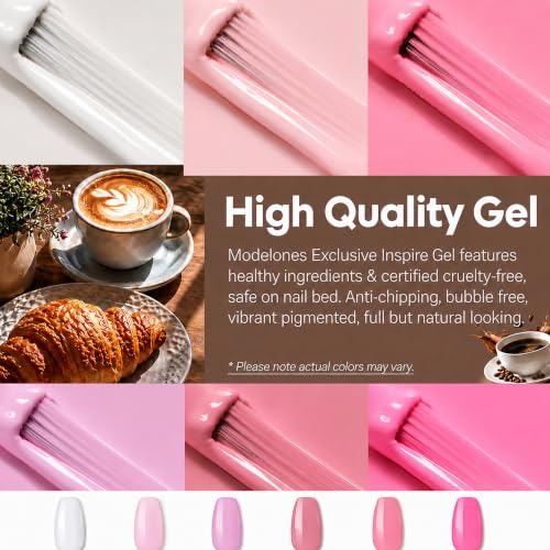 Image of Bolt Bee Gel Polish Kit Gel Polish Set,6 Colors Light Soft Sakura White Nude Spring Soak Off Nail Art Design Manicure Kit at Home (A2-Pretty in pink(1+126+133+110+99+44))