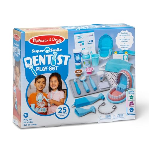Image of Melissa & Doug Super Smile Dentist Play Set, 25-Piece Dentist Kit with Oversized Teeth, Large Tools & Accessories, Kids Toys for Girls & Boys 3+
