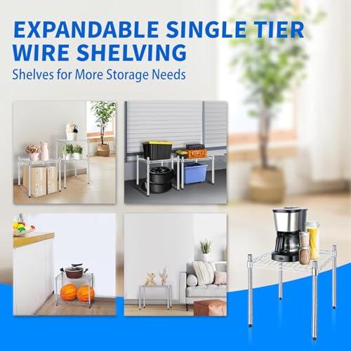 Image of Simple Deluxe 1-Tier Shelving Unit, 15 inch W x 15 inch D x 13.8 inch H Wire Metal Storage Rack, Chrome