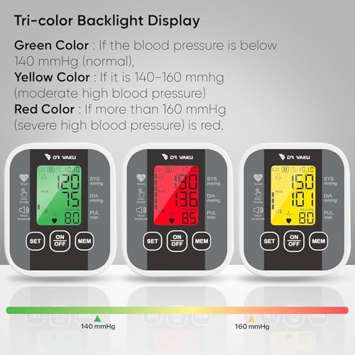 Image of DR VAKU BP Monitor Fully Automatic Blood Pressure Machine to Check Digital Accurate Level for Home Monitoring Device with Talking Function,Large Display + Cuff Kit Best Accurate Apparatus Measurement with 20w PD Adapter (Dark Grey)