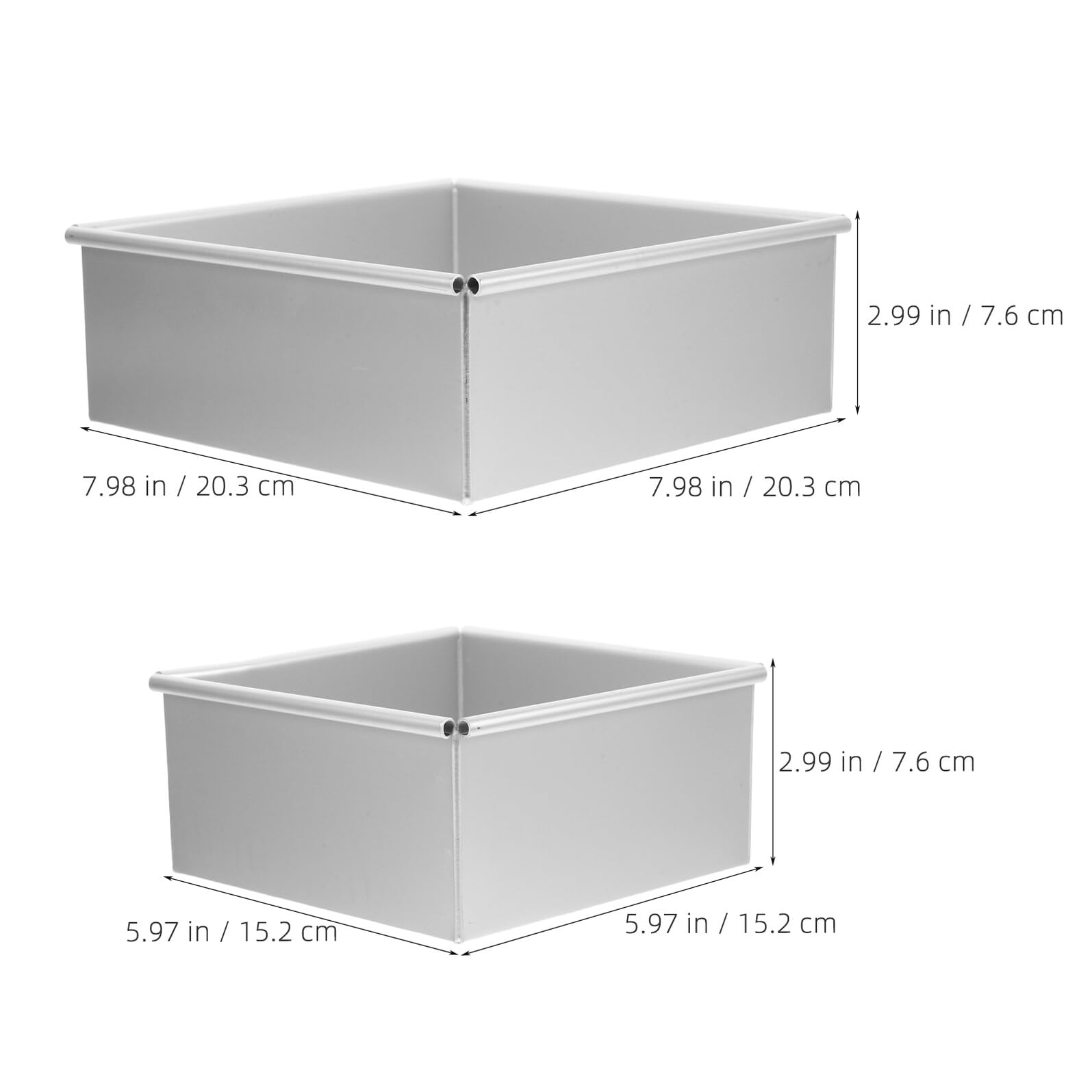 LIFKOME Molde Cuadrado para Pasteles de Aleación de Aluminio, 2 Piezas | Antiadherente, Fondo Extraíble, Plata, Limpieza Fácil, Uso en Cocinas Profesionales y Domésticas