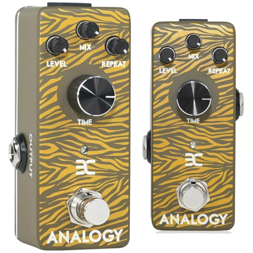 EX Analogy Delay Pedal, Mini Guitar Effect Pedal Delay, Warm Tape Echo Effect, 30–340ms Delay Time, True Bypass, Compact Portable Design, Brown